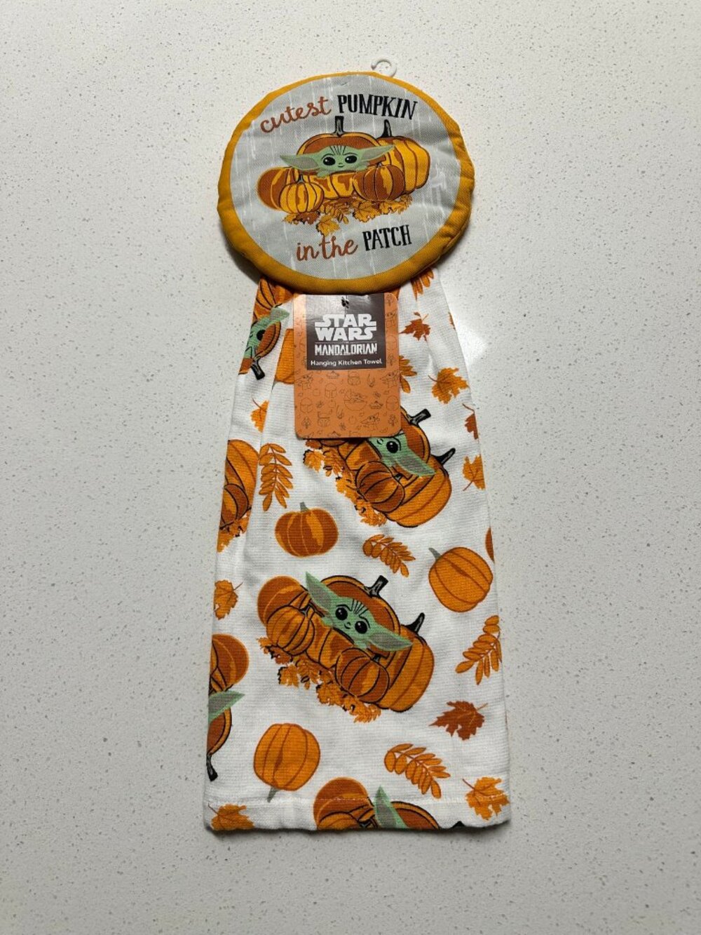 Star Wars Mandalorian Grogu Cutest Pumpkin Patch Hanging Kitchen Towel NWT